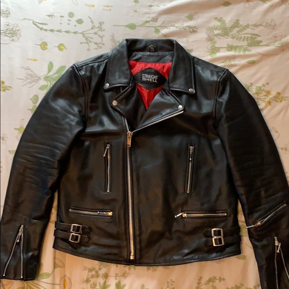 Straight To Hell Leather Jacket.  Long, Defector